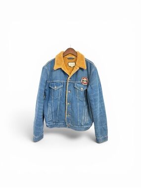 Gucci Blue Denim Jacket with Tan Sherpa Collar